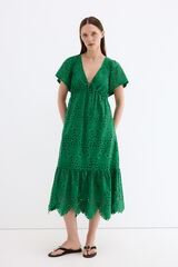Pedro del Hierro Embroidered cotton dress Green