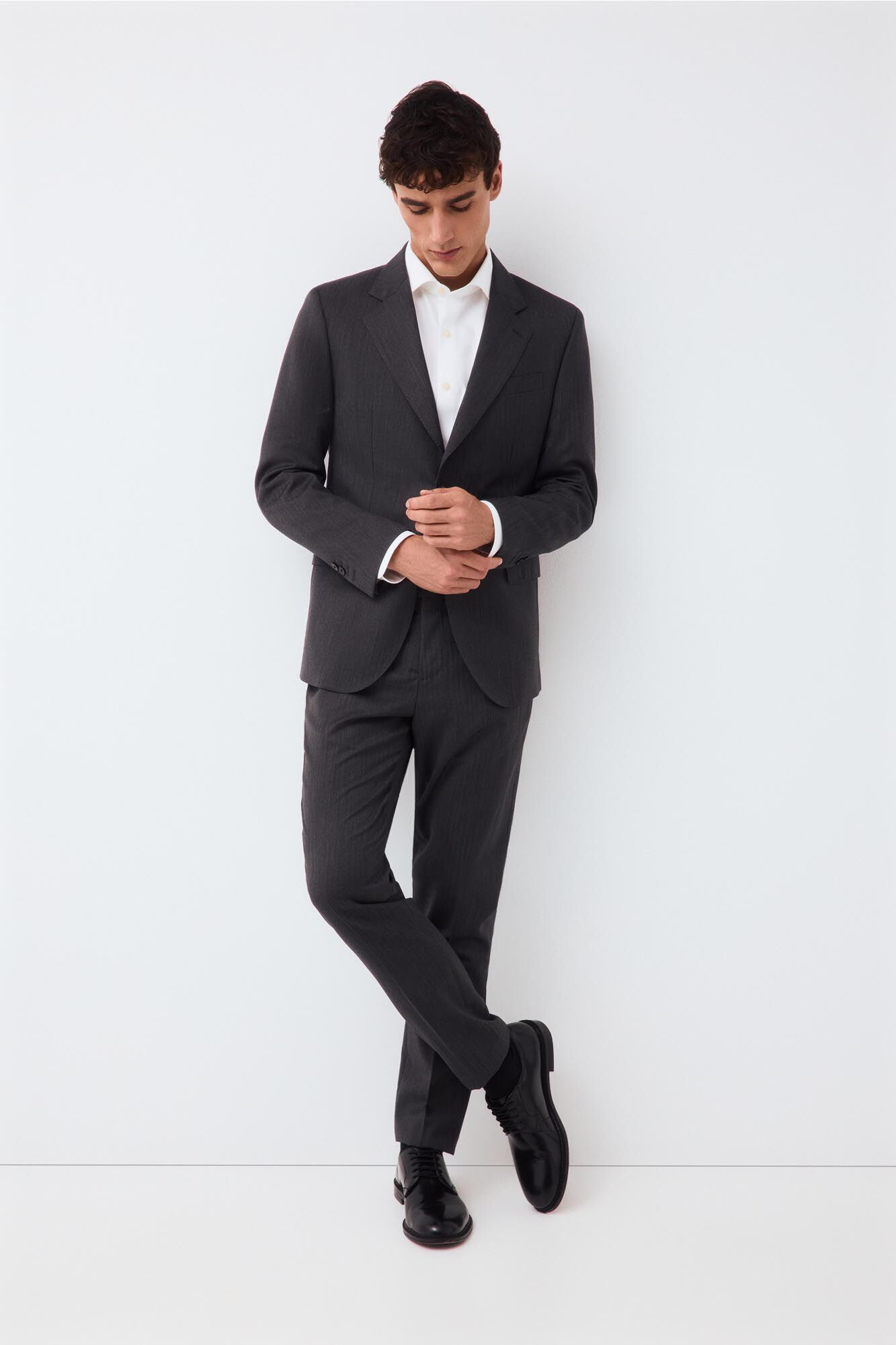 Pedro del Hierro Herringbone slim fit coordinated suit jacket Grey