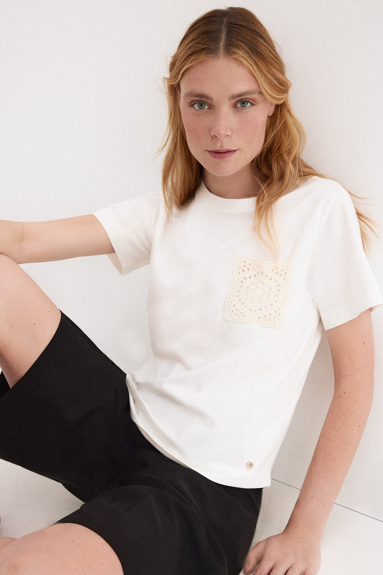 Pedro del Hierro Crochet pocket T-shirt White