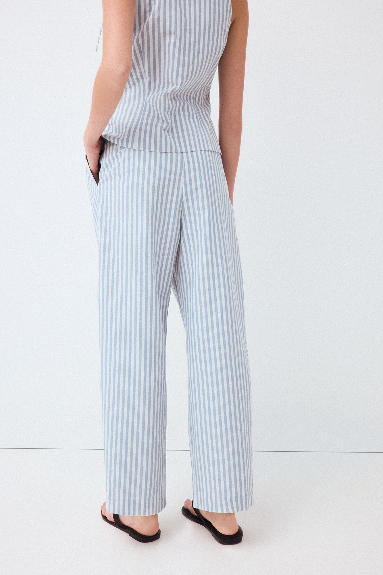 TFP by Tamara Falc&oacute; Striped straight trousers Blue