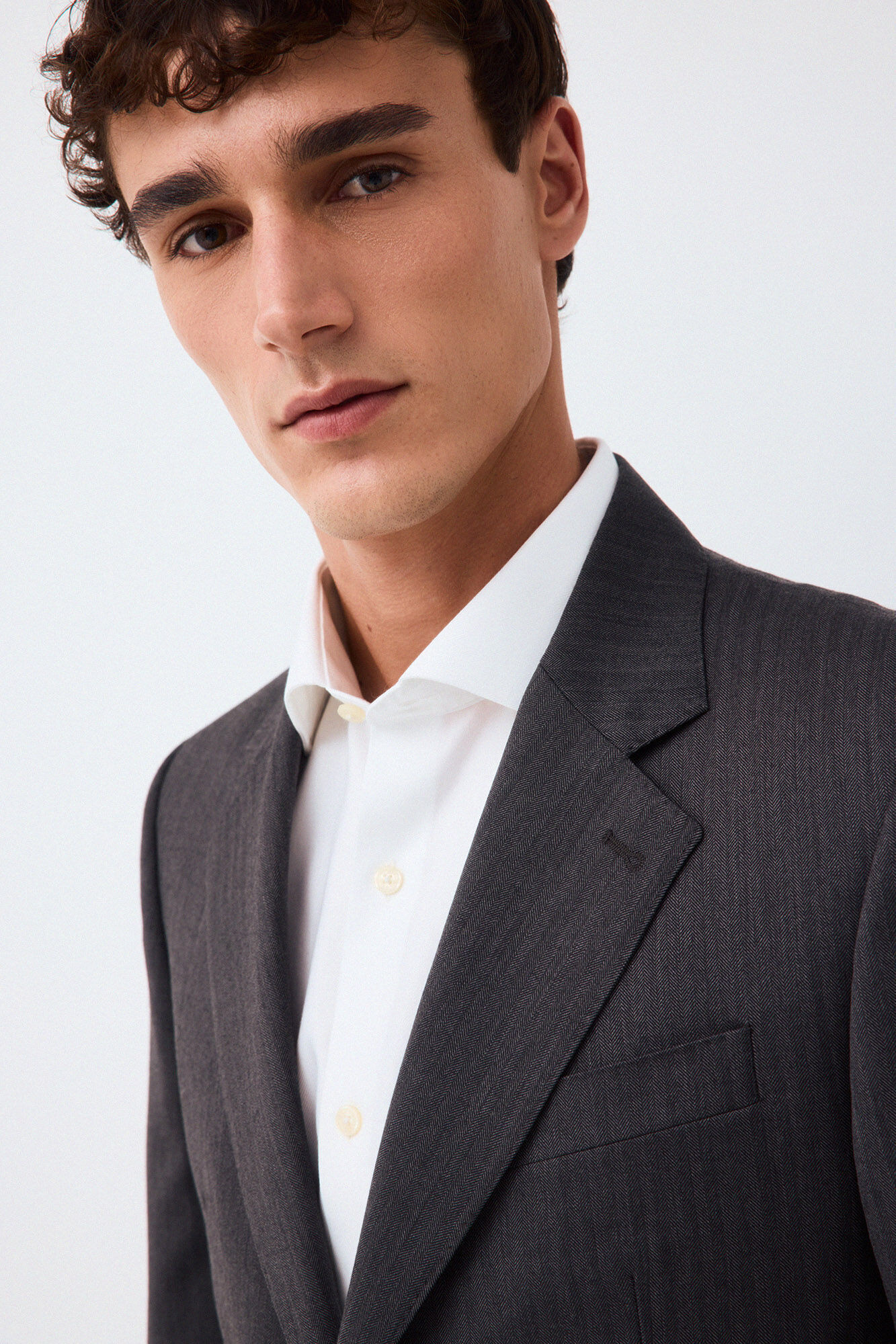 Pedro del Hierro Herringbone slim fit coordinated suit jacket Grey