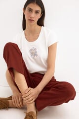 Pedro del Hierro Embroidered short sleeve T-shirt White