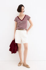 Pedro del Hierro Striped boat neck T-shirt Red