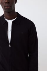 Pedro del Hierro Cotton silk cashmere zip fastening premium cardigan Black