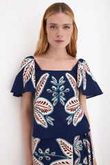 Pedro del Hierro Embroidered top Blue