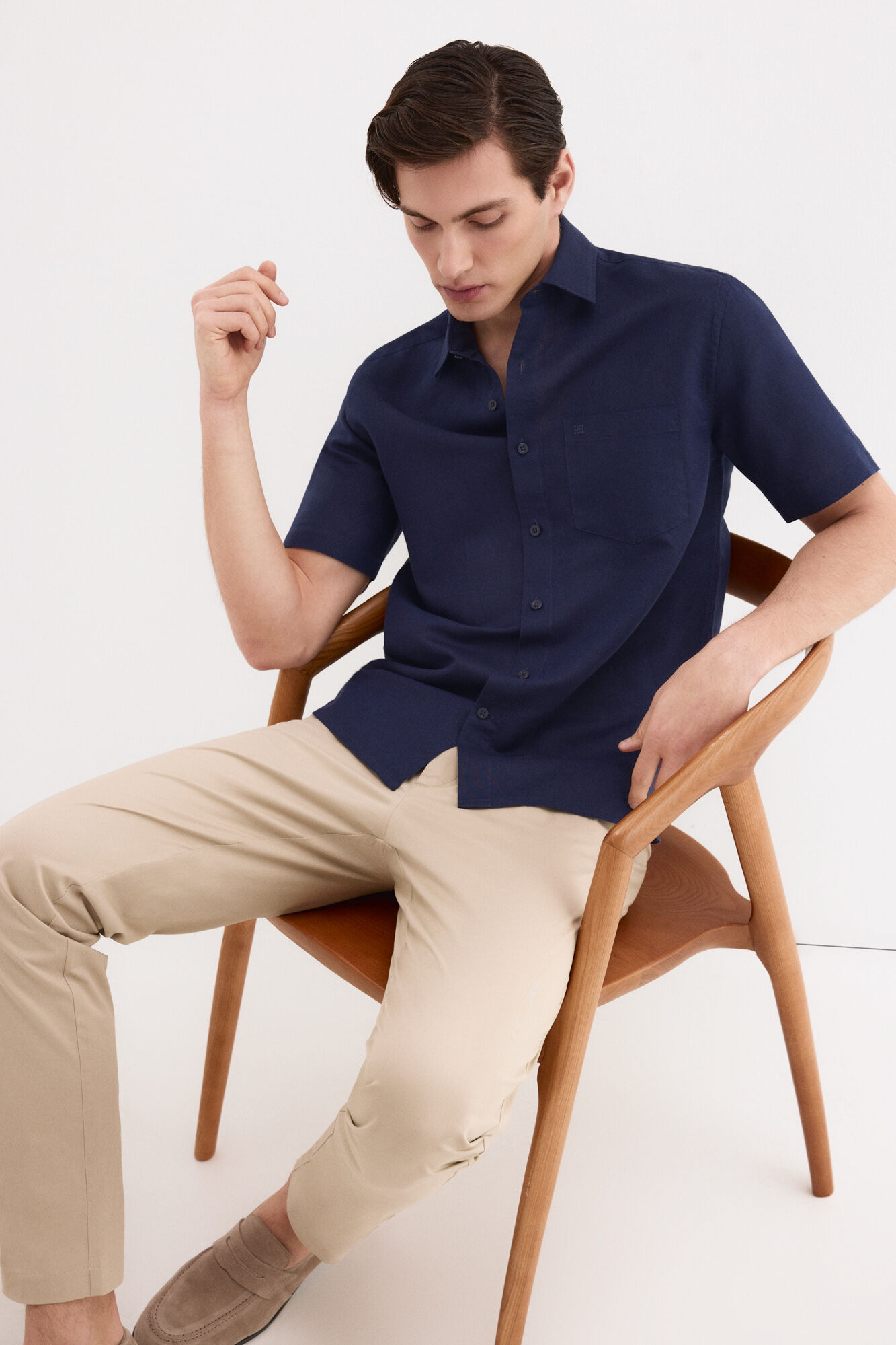 Pedro del Hierro Linen cotton plain shirt