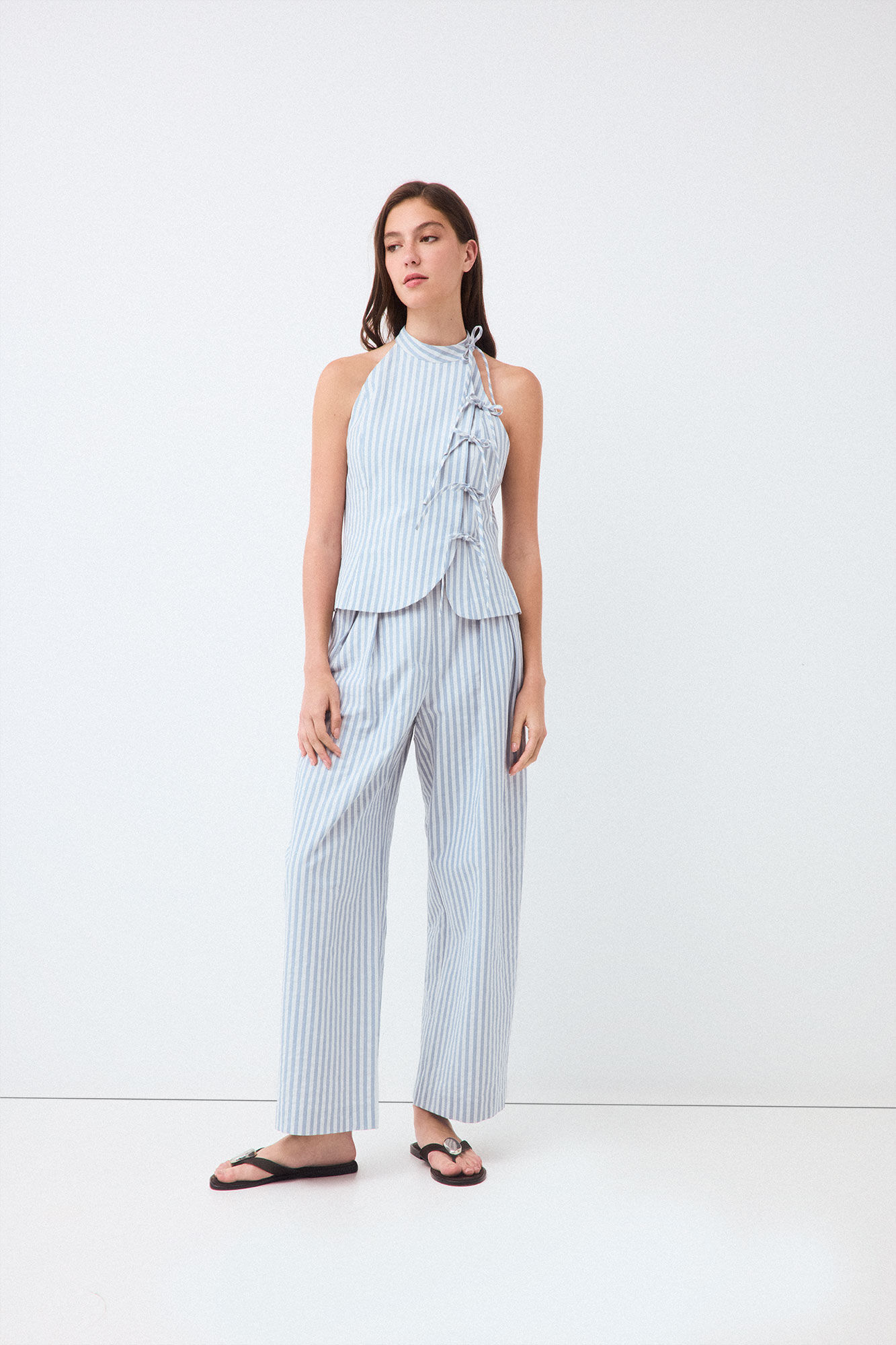TFP by Tamara Falc&oacute; Striped straight trousers Blue