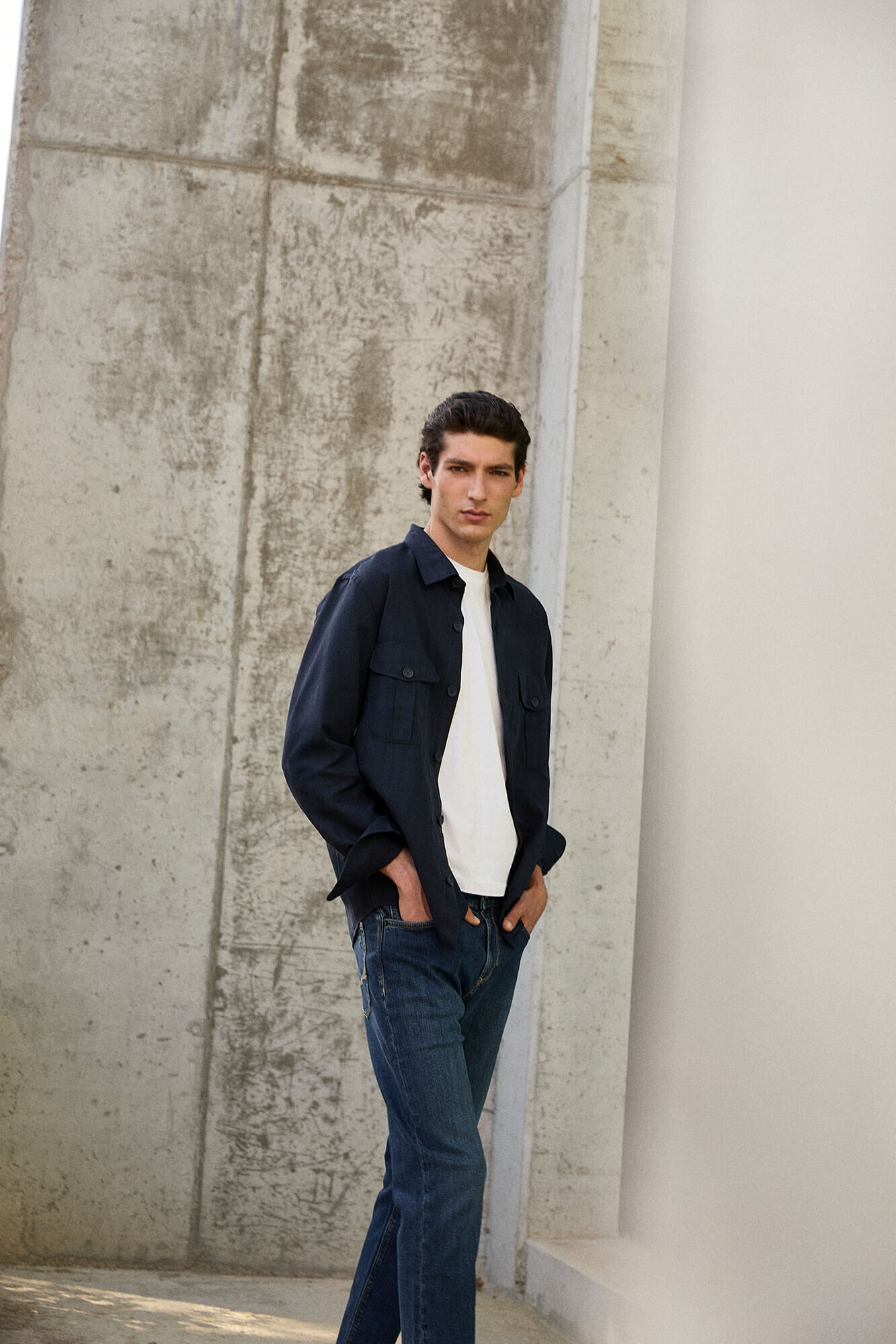 Pedro del Hierro Plain tencel linen overshirt