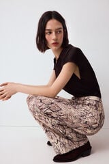 Pedro del Hierro Snake print trousers Brown