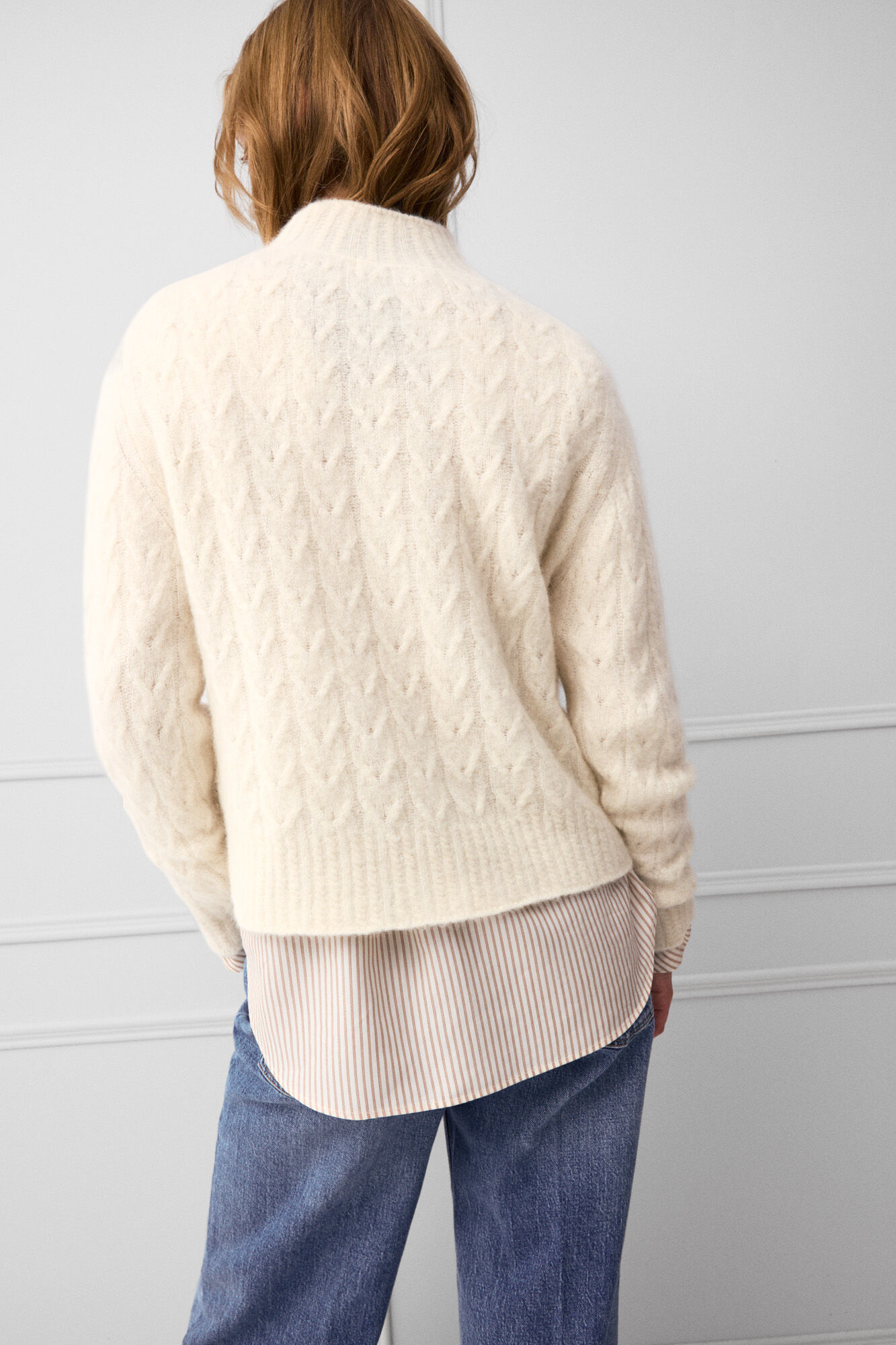 TFP by Tamara Falc&oacute; Mini cross-knit cropped jumper Ecru