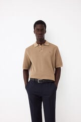 Pedro del Hierro Premium short-sleeved knit polo shirt Beige