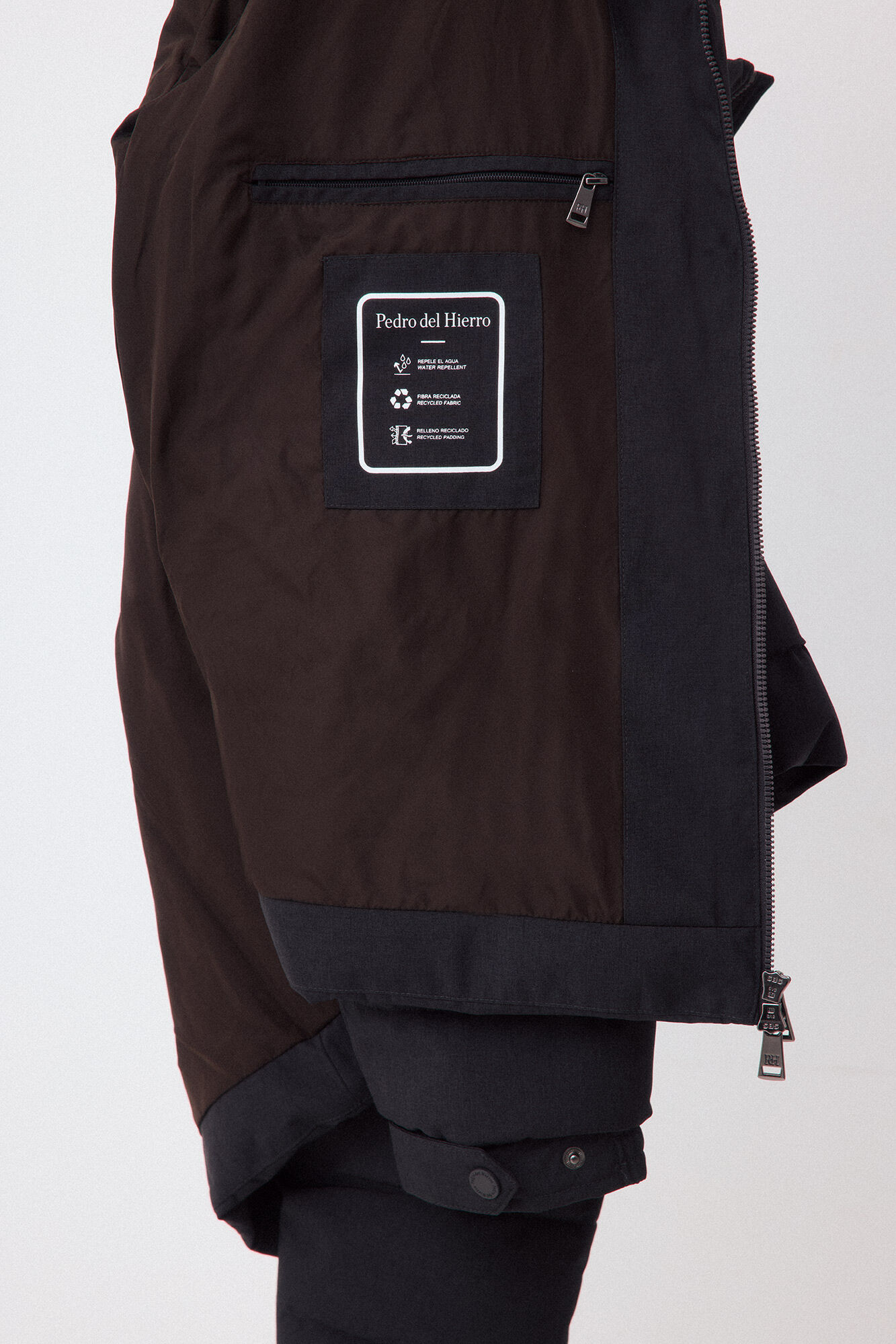 Pedro del Hierro Grey melange fabric puffer jacket Grey