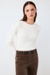 Pedro del Hierro Camisola canelada manga bal&atilde;o Ecru