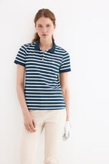 Pedro del Hierro Striped short sleeve polo shirt Blue