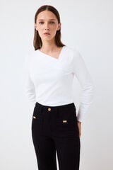 Pedro del Hierro Asymmetric crossover neckline T-shirt White