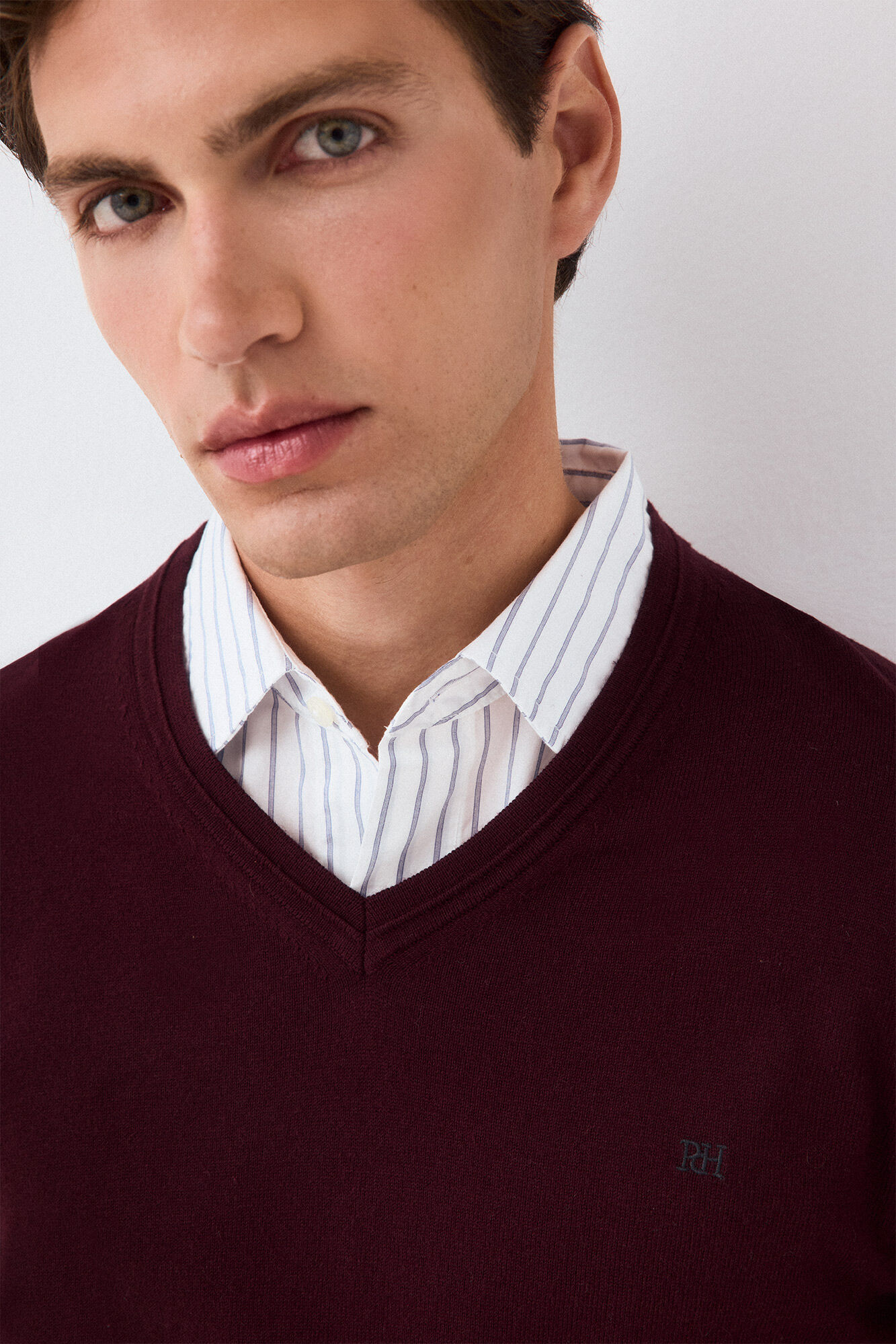 Pedro del Hierro Camisola de malha premium em algod&atilde;o, seda e caxemira