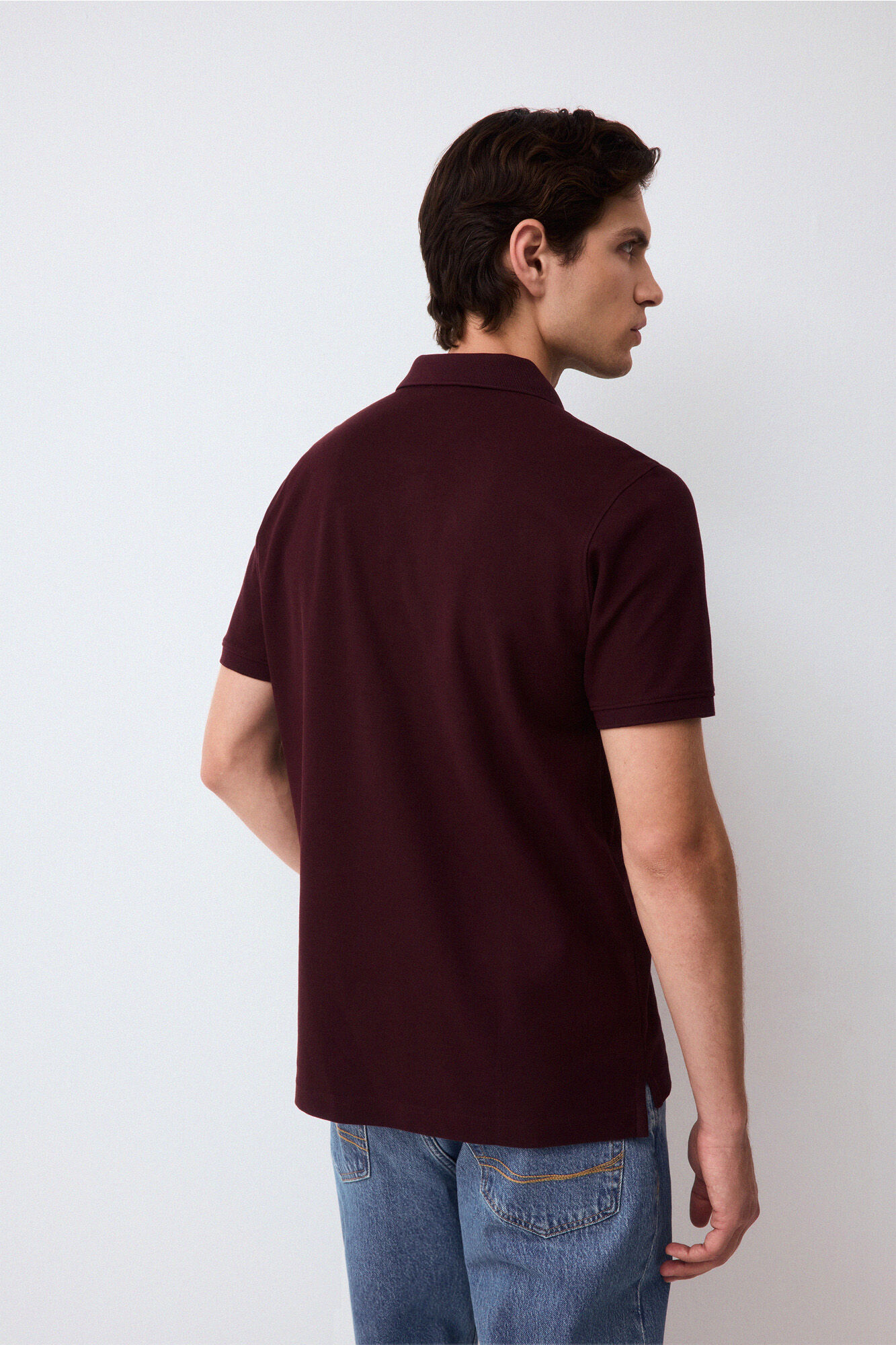 Pedro del Hierro Piqu&eacute; basic polo shirt Burgundy