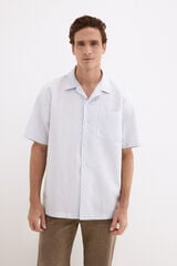 Pedro del Hierro Linen cotton short sleeve shirt Blue