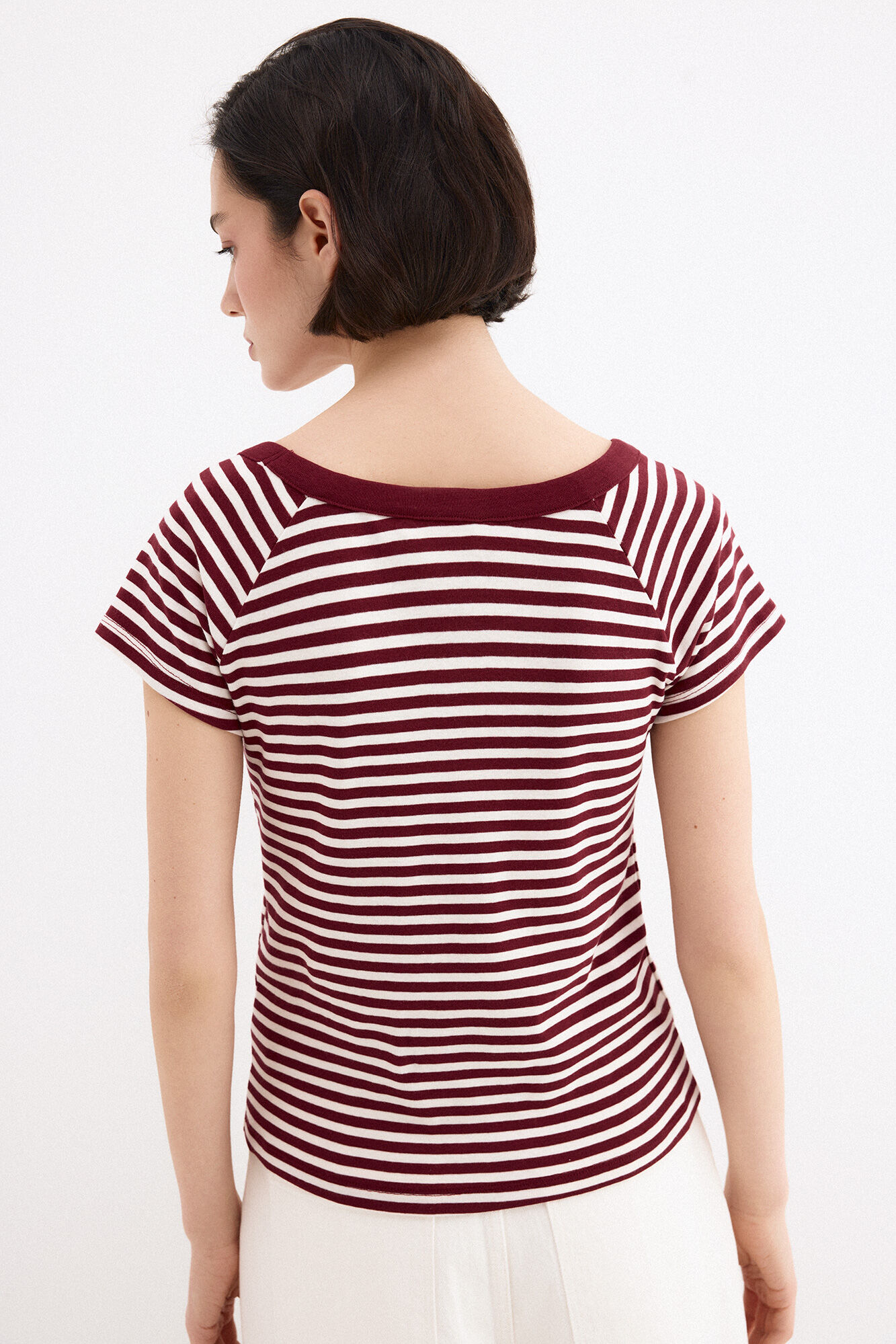 Pedro del Hierro Striped boat neck T-shirt Red