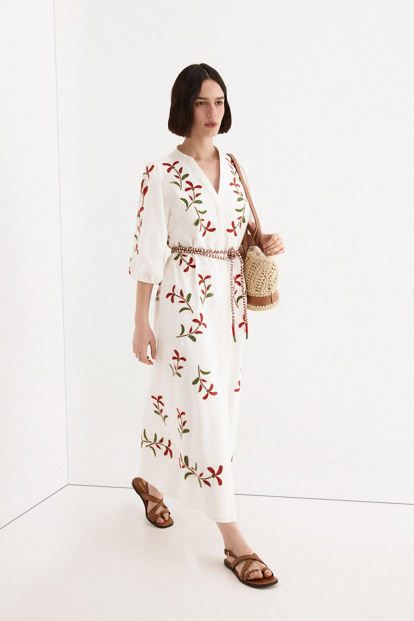 TFP by Tamara Falc&oacute; Embroidered shirt dress Ecru