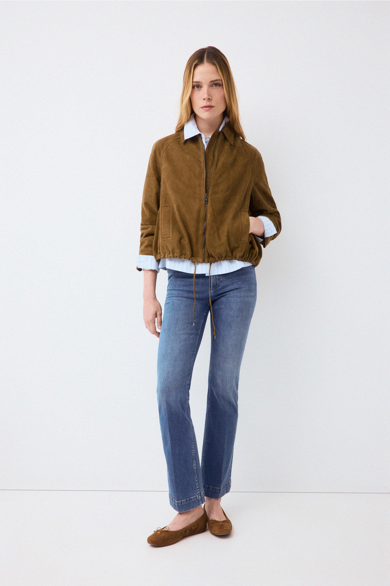 Pedro del Hierro Suede bomber Brown