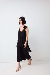 Pedro del Hierro Floral ruffles dress Black