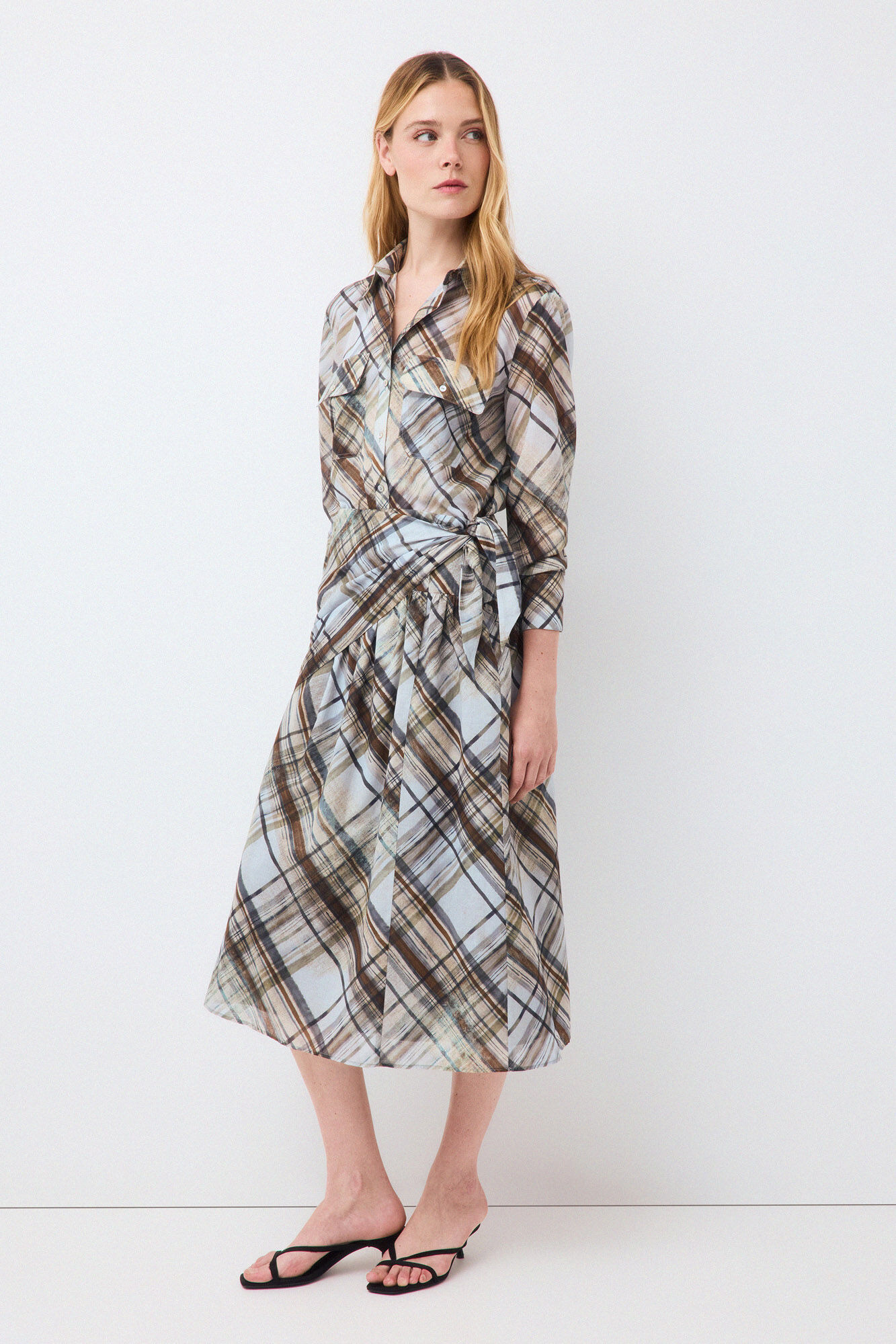 Pedro del Hierro Printed plaid shirt Blue