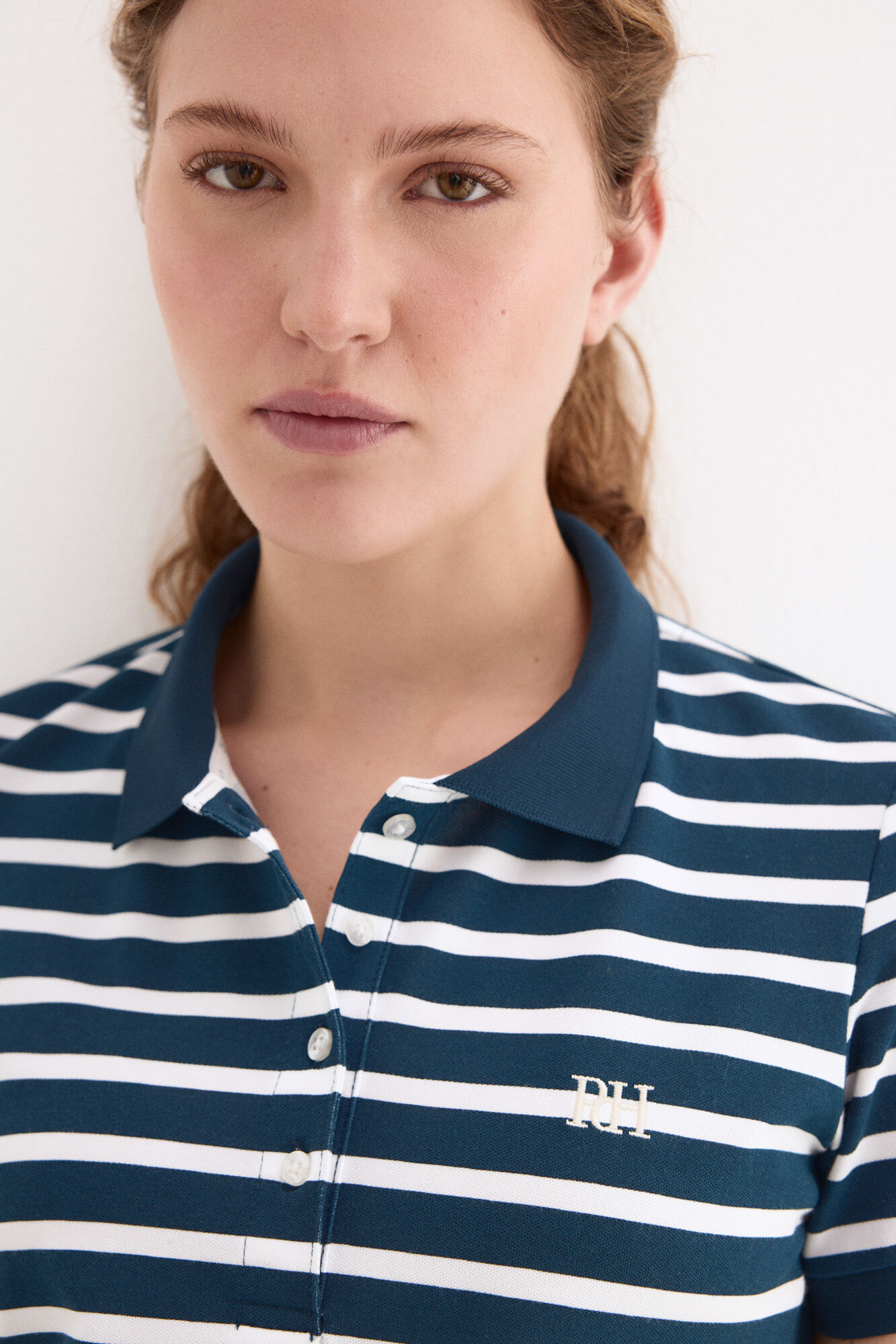Pedro del Hierro Striped short sleeve polo shirt Blue