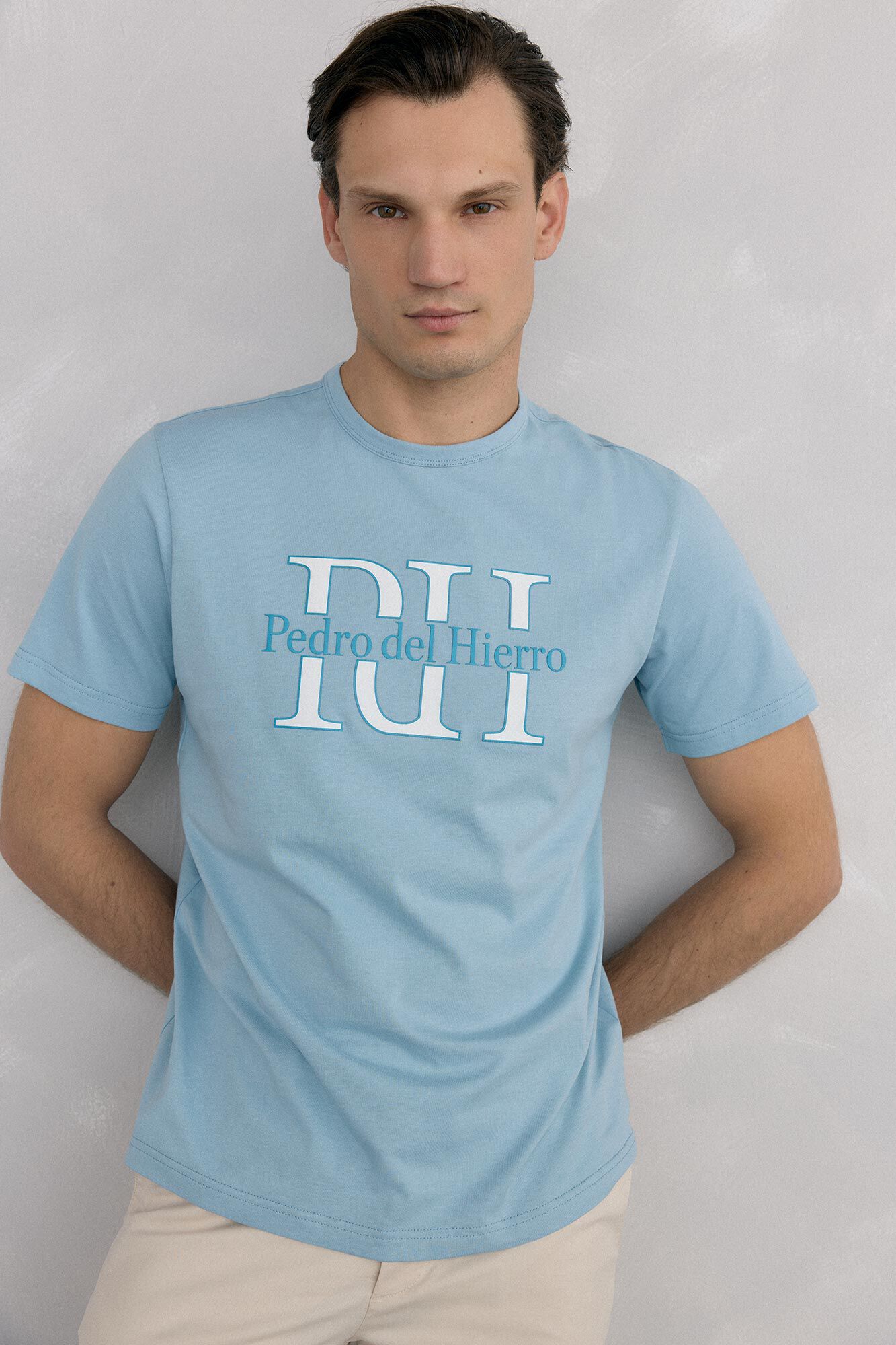 Pedro del Hierro Large logo T-shirt Blue