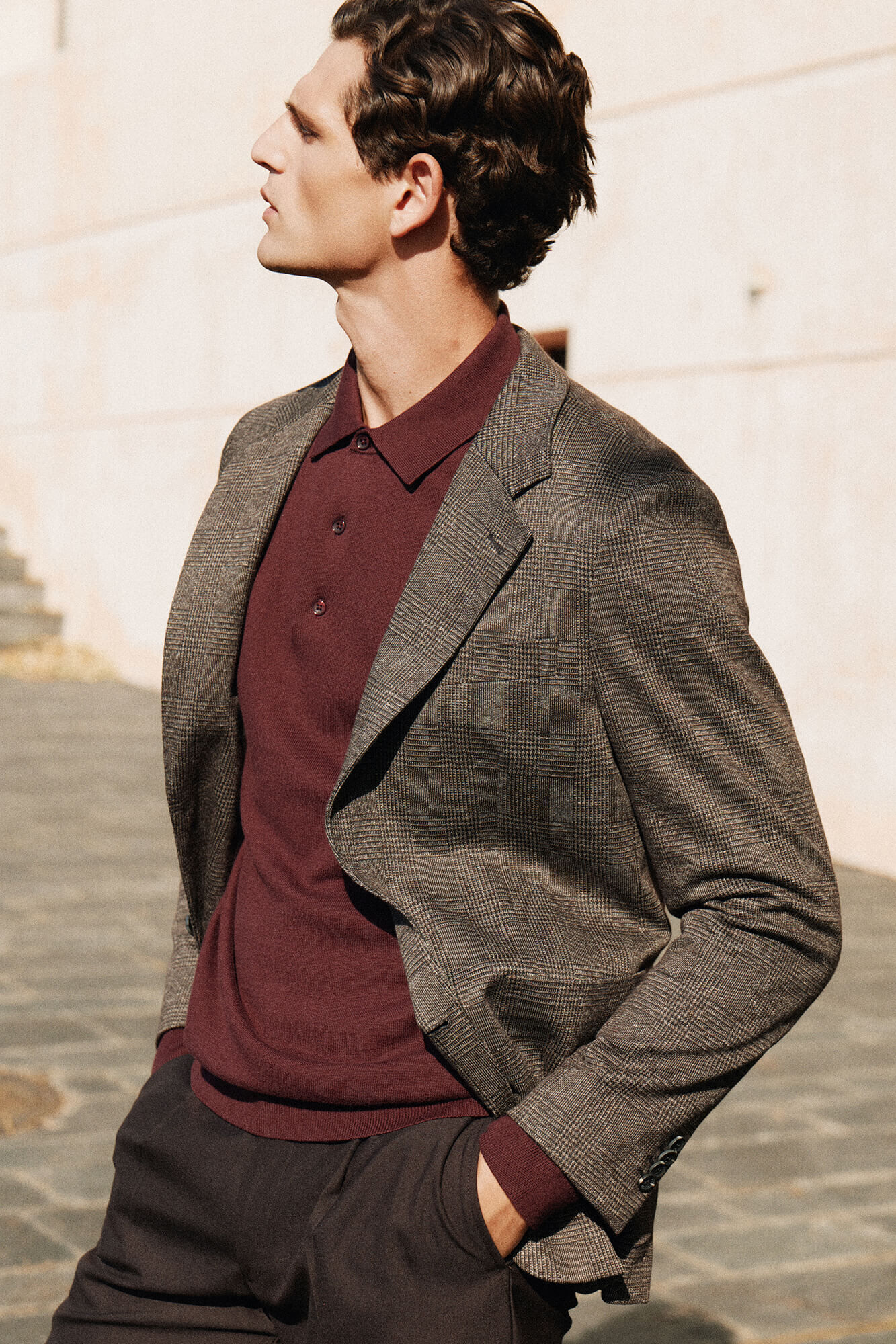 Pedro del Hierro Plaid knit blazer