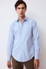 Pedro del Hierro Striped non-iron + anti-stain slim fit dress shirt Blue