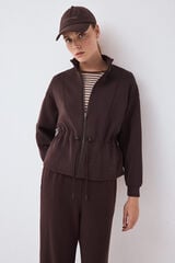 Pedro del Hierro Soft touch peplum sweatshirt Brown