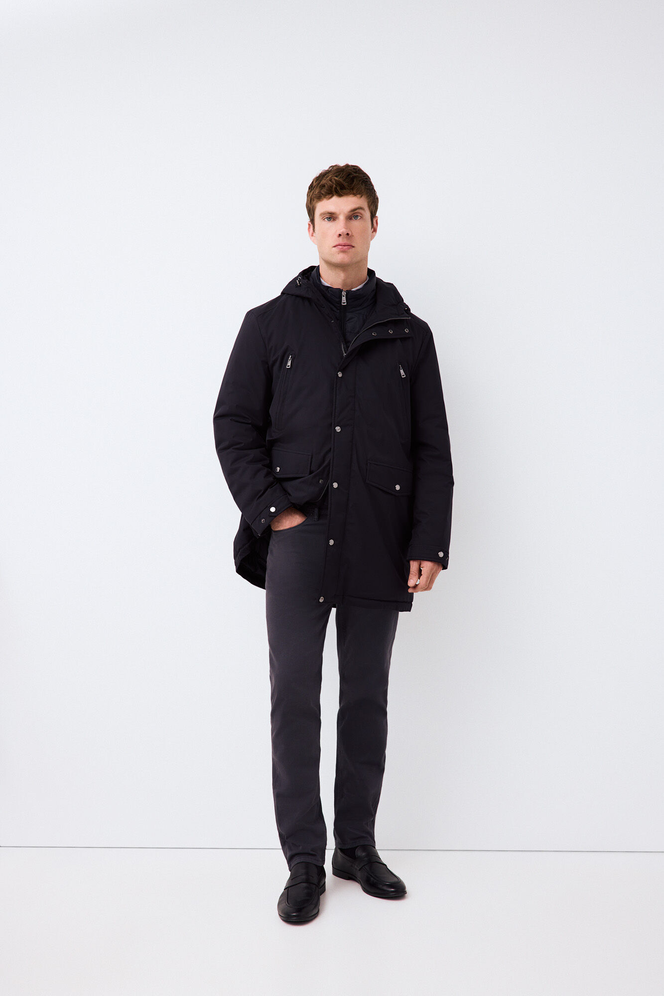 Pedro del Hierro Long four-pocket parka Blue