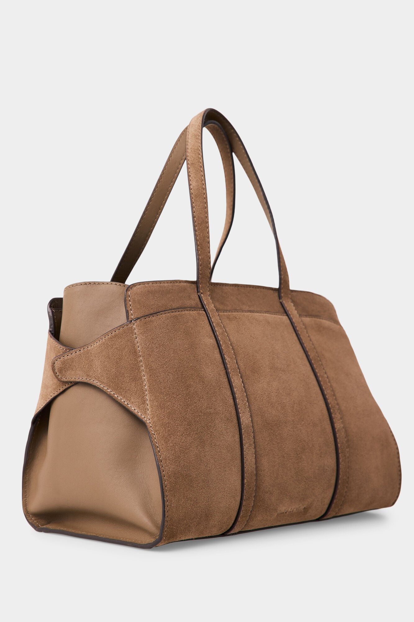 Pedro del Hierro Suede double handle shopper bag Brown