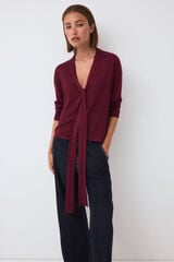 Pedro del Hierro Long sleeve tie jumper Burgundy