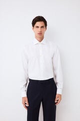 Pedro del Hierro Plain non-iron + anti-stain double cuff dress shirt White