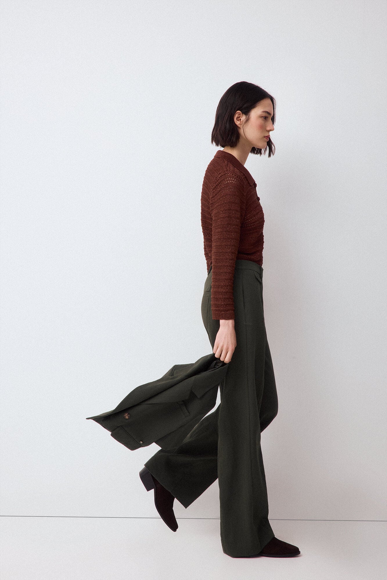 Pedro del Hierro Lurex openwork polo neck jumper