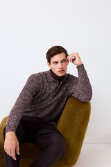 Pedro del Hierro Cotton knit polo neck jumper Burgundy
