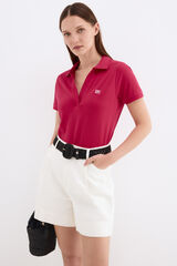 Pedro del Hierro Short sleeve polo shirt with stand-up collar Pink