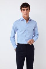 Pedro del Hierro Non-iron + anti-stain structure dress shirt Blue