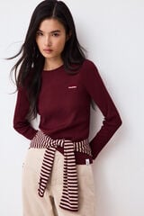 Pedro del Hierro Long-sleeved ribbed T-shirt Burgundy