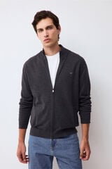 Pedro del Hierro Fine premium cotton zip fastening cardigan Grey