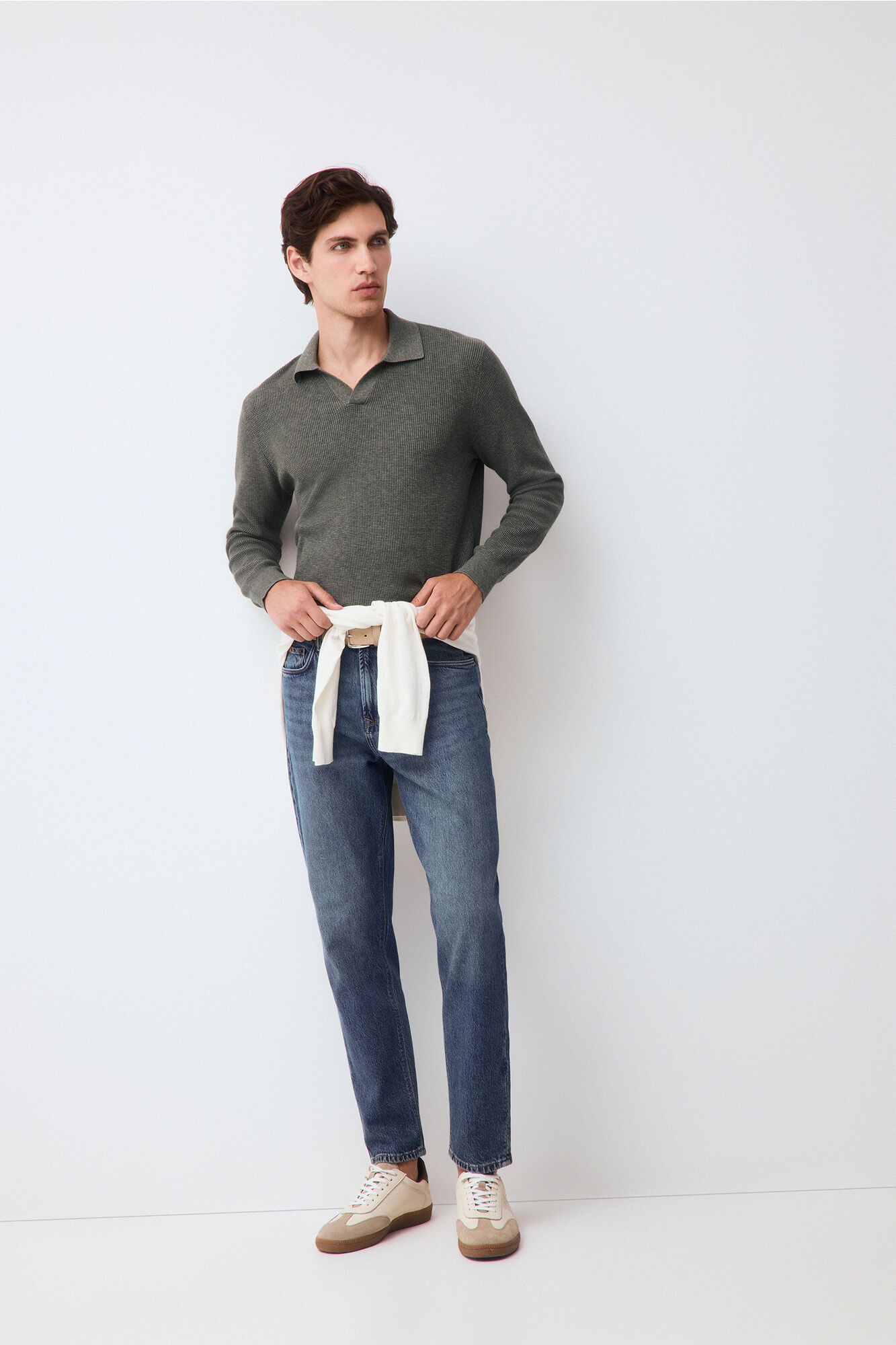 Pedro del Hierro Structured cotton polo neck knit jumper