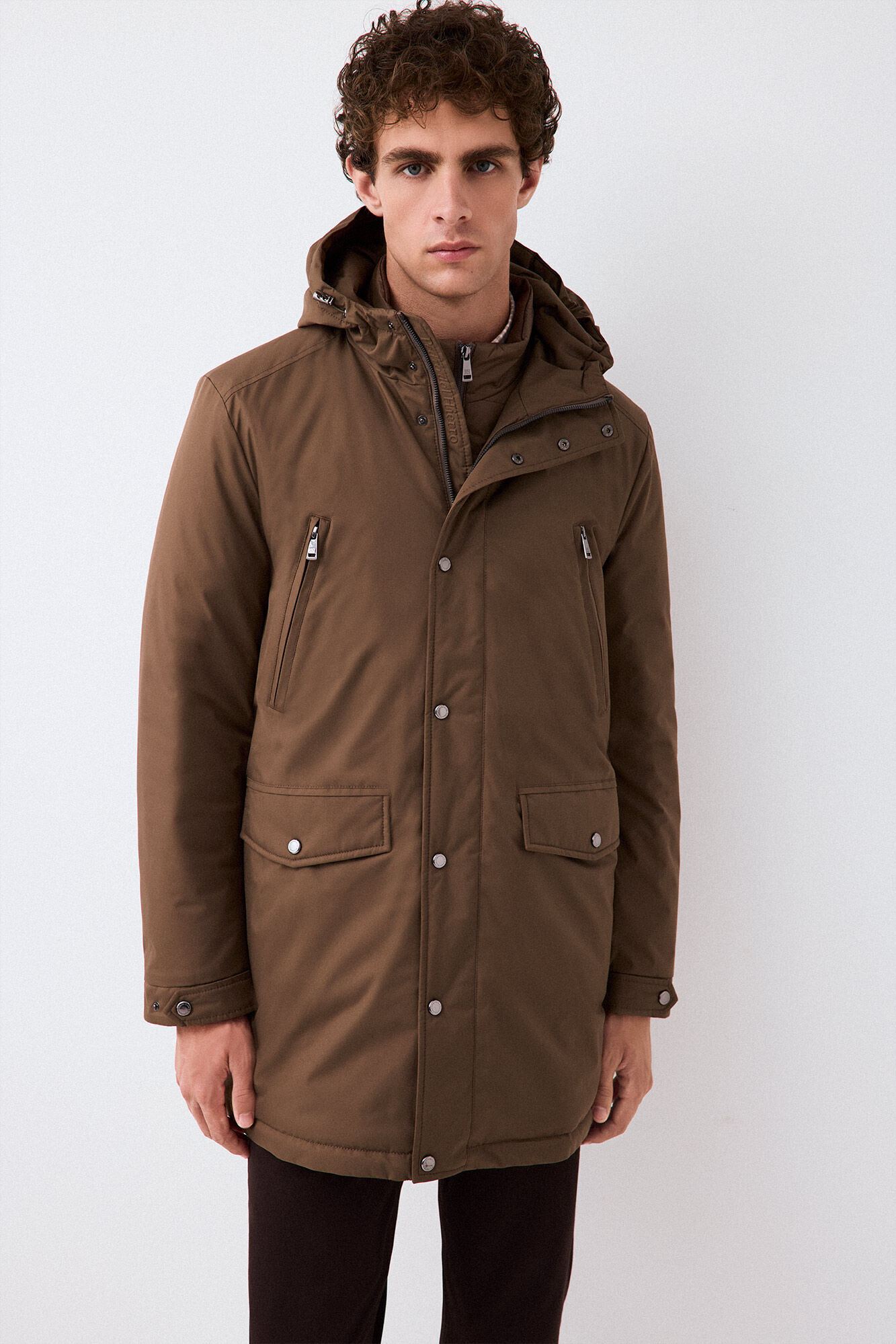 Pedro del Hierro Long four-pocket parka Brown