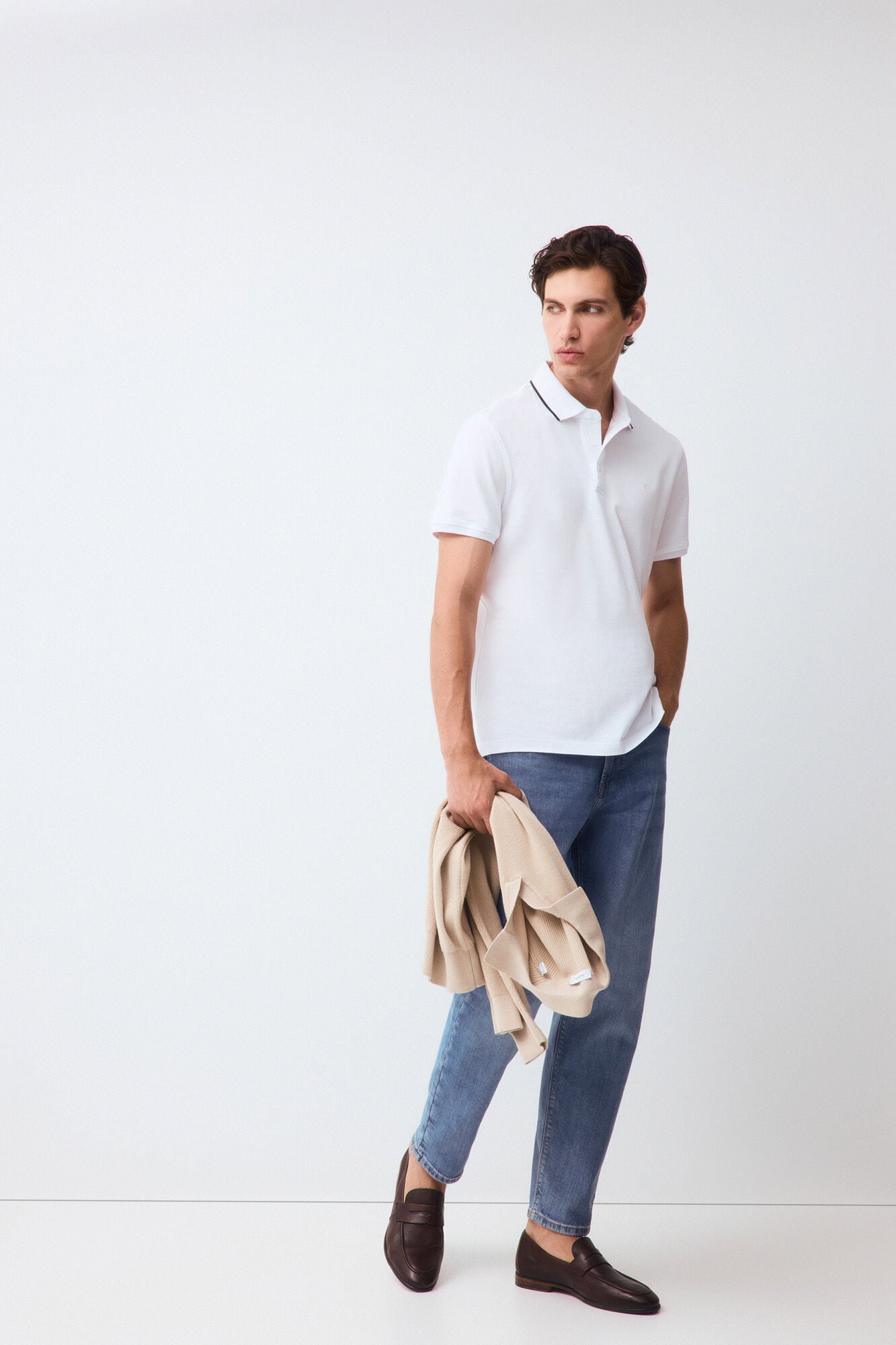 Pedro del Hierro Fancy collared polo shirt White
