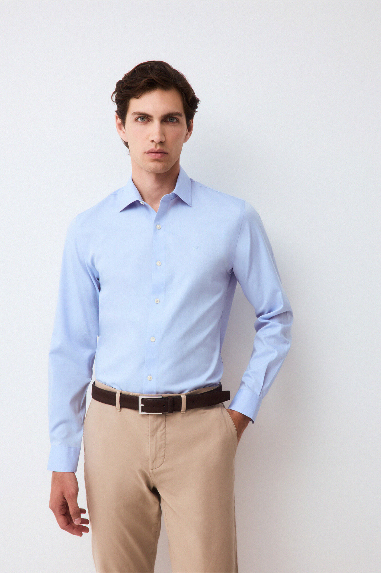 Pedro del Hierro Plain non-iron + anti-stain slim fit dress shirt