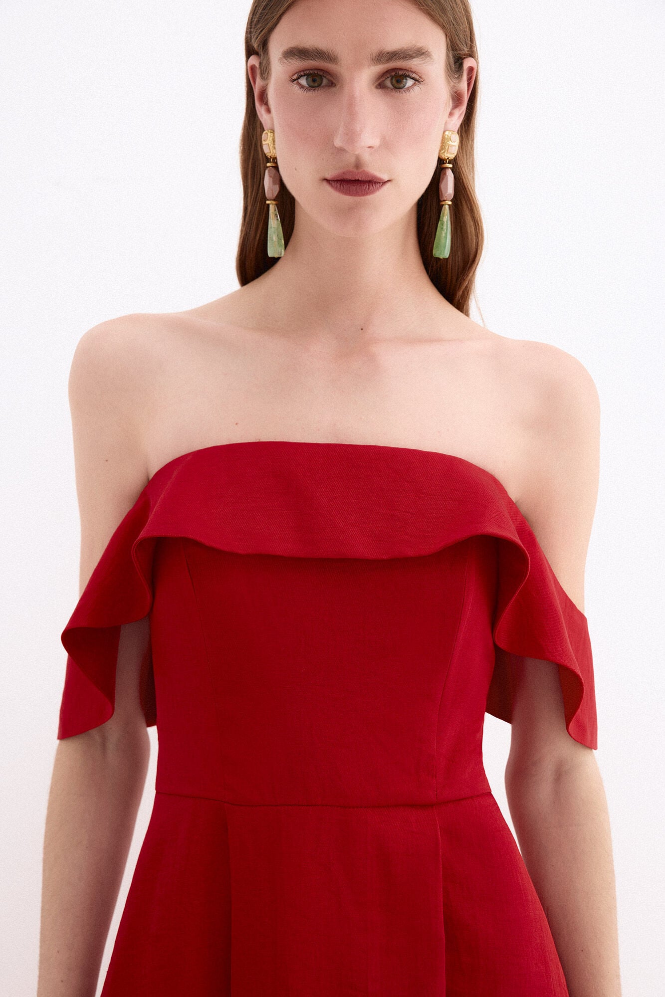 Pedro del Hierro Structured fabric midi dress Red