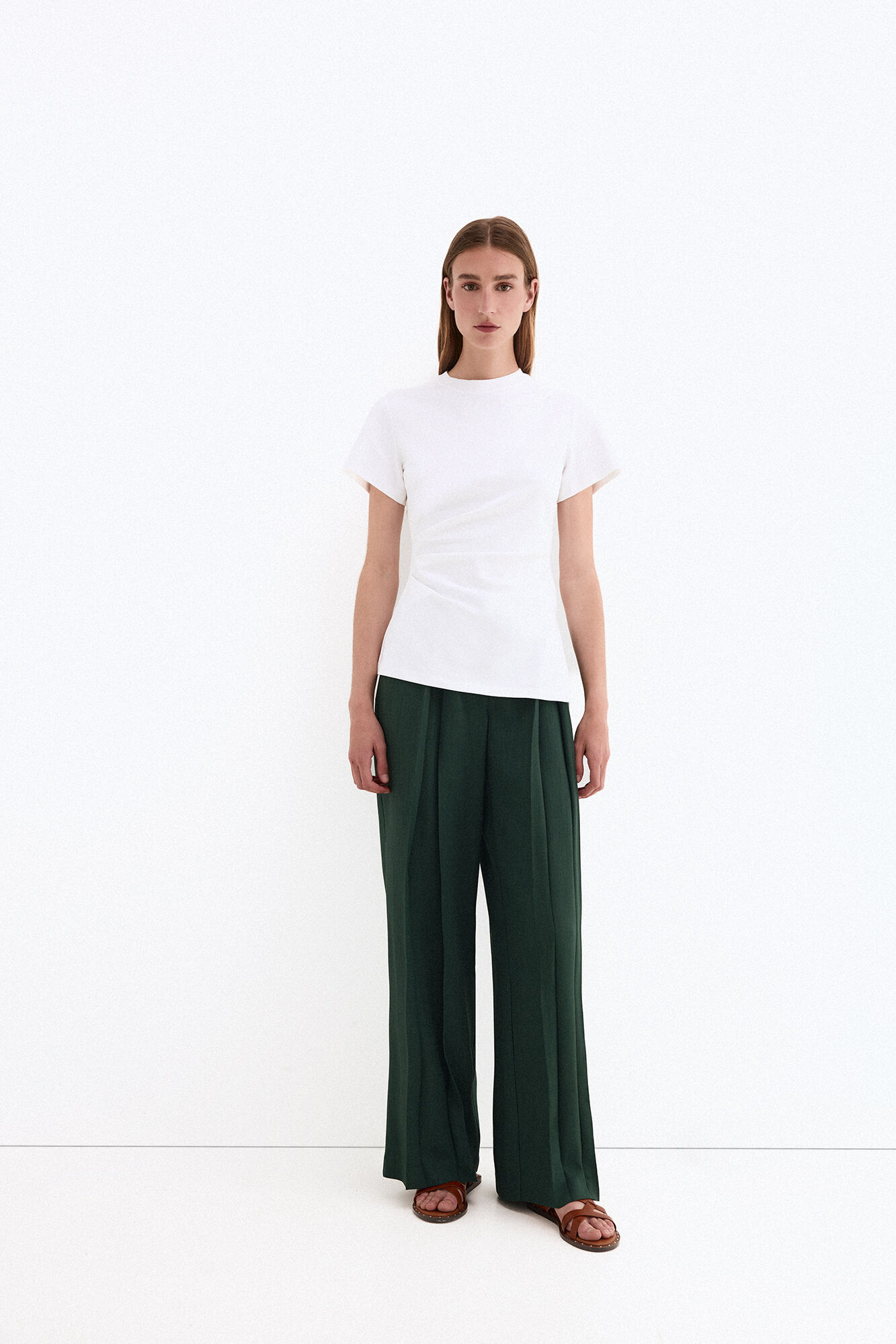 Pedro del Hierro Irregular hem draped short sleeve T-shirt