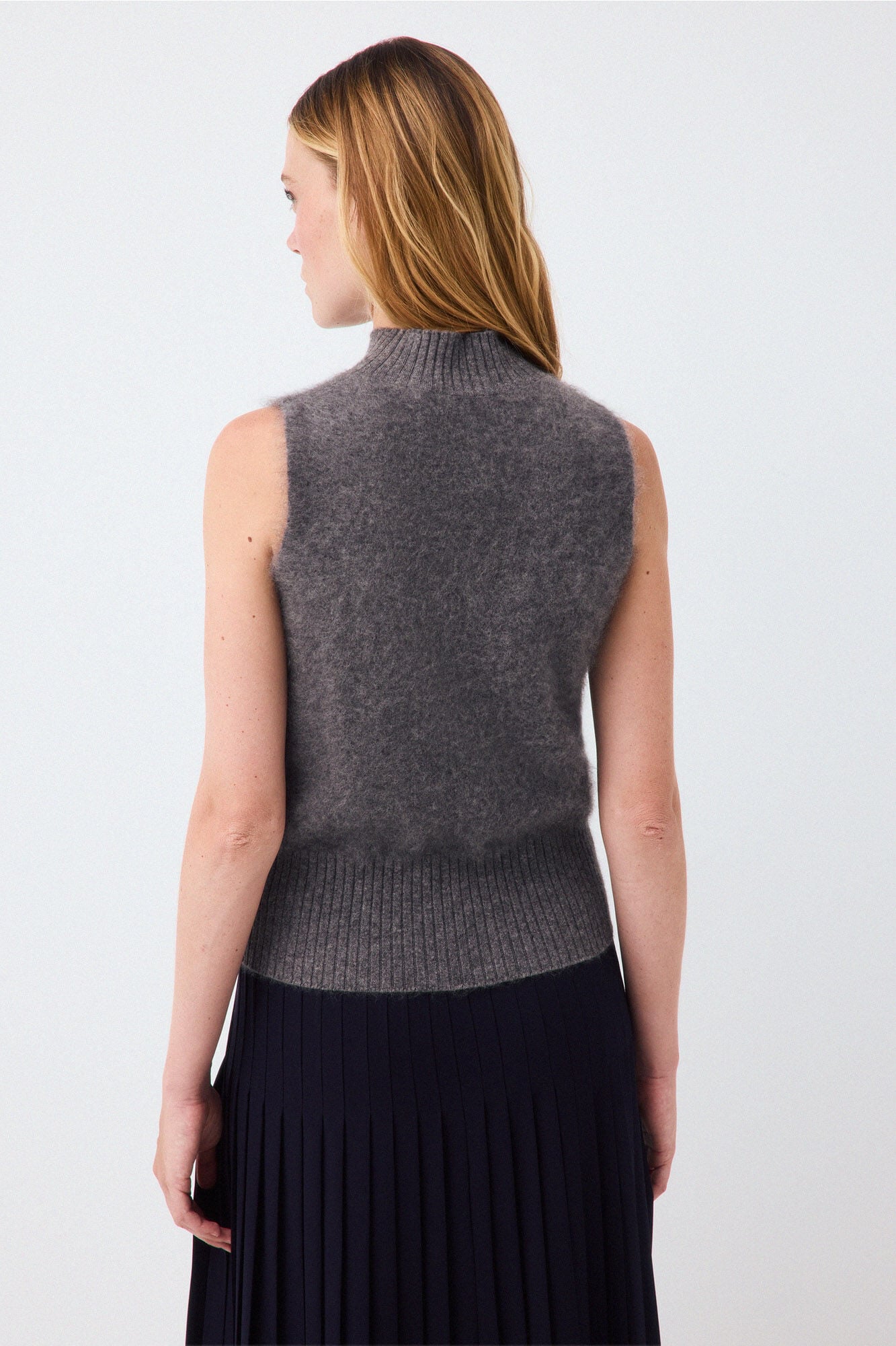 Pedro del Hierro Faux fur knit gilet Grey
