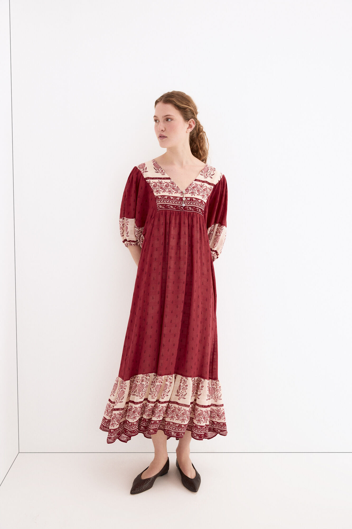 Pedro del Hierro Floral print tunic dress Burgundy